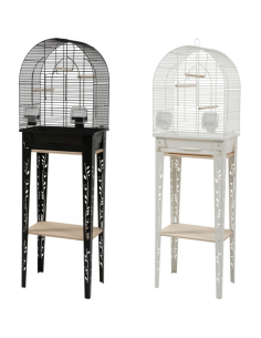 Cage oiseaux avec son meuble Chic Patio - Blanc - 3 tailles disponibles