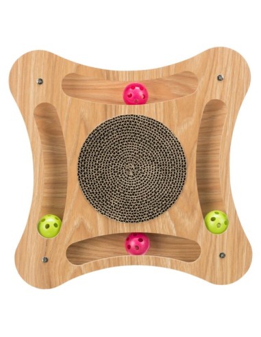 Griffoir Carton + Jouet Catnip Bois 35x4x35cm