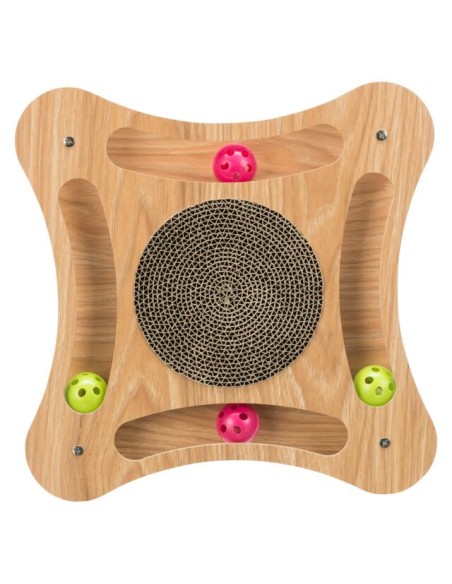 Griffoir Carton + Jouet Catnip Bois 35x4x35cm