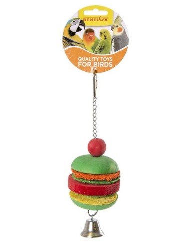 JOUET OISEAUX BOIS HAMBURGER+CLOCHE