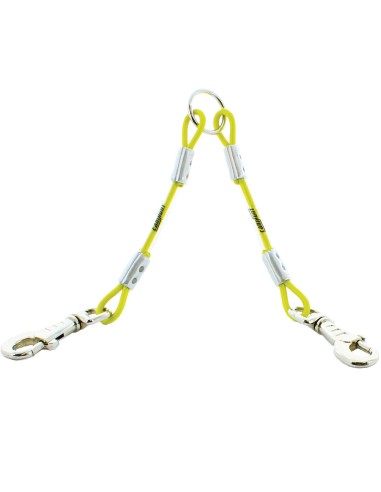 Accouple 2 Chiens Cable Metal 25Cm Jaune