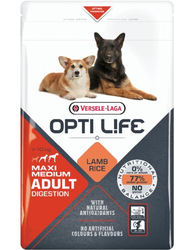 Medium  et  Maxi Adult Digestion 12.5Kg - Opti-Life  - Croquettes chiens adultes