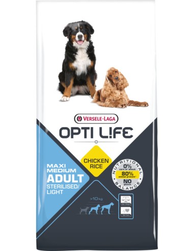 Medium  et  Maxi Adult Sterilised/Light 12.5Kg - Opti-Life - Croquettes chiens adultes