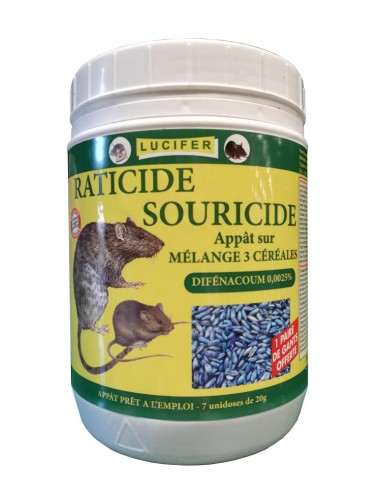 Raticide Souricide 3 céréales 140gr (difénacoum 0,0025%)