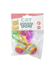 Jouet Chat Lot de 2 Balles Arc en ciel  2