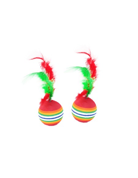 Jouet Chat Lot de 2 Balles Arc en ciel 
