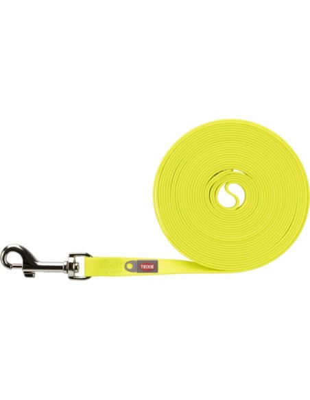 Laisse a Pister Caoutchouc  S-M 5m/13mm Jaune Fluo