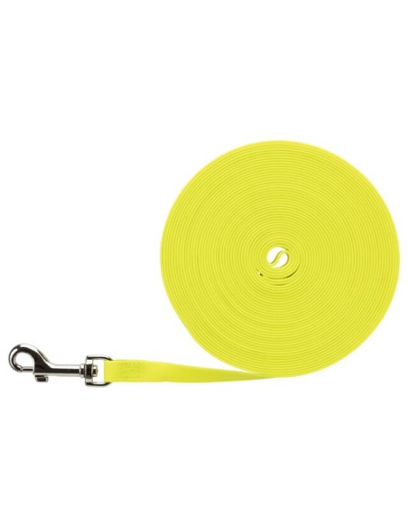 Laisse a Pister Caoutchouc  S-M 10m/13mm Jaune Fluo