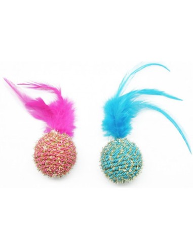 Jouet Chat : Set De 2 Balles + Plumes