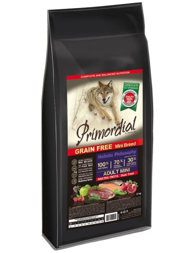 Primordial Chien Adulte Mini Canard - Truite 6 Kg