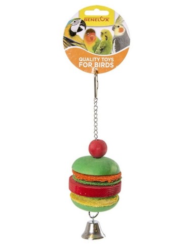 JOUET OISEAUX BOIS HAMBURGER+CLOCHE